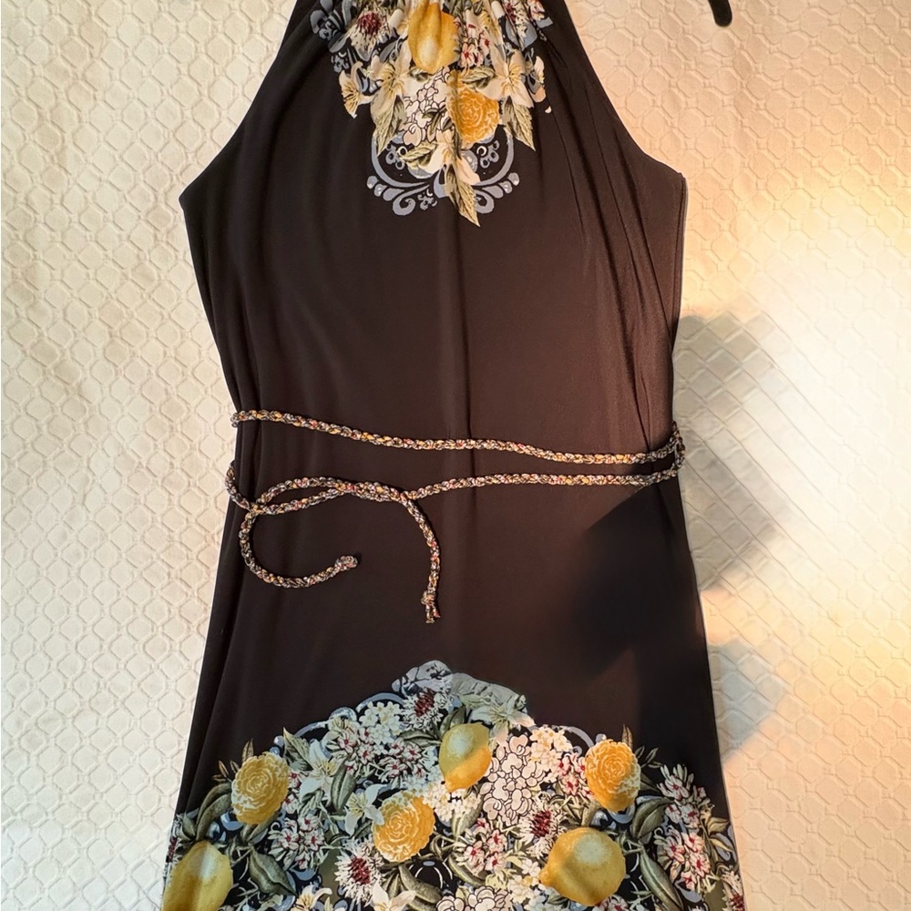 Reversible Elegant Floral Halter Dress XS